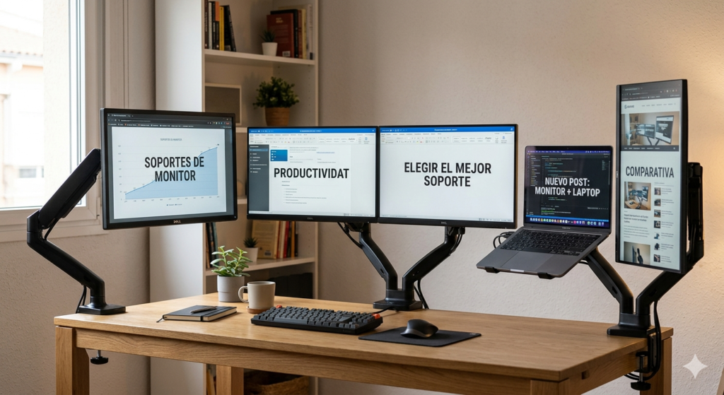 Soportes y brazos para monitores y notebook
